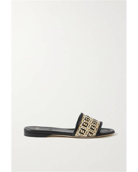 fendi raffia sandals|fendi flat fabric sandals.